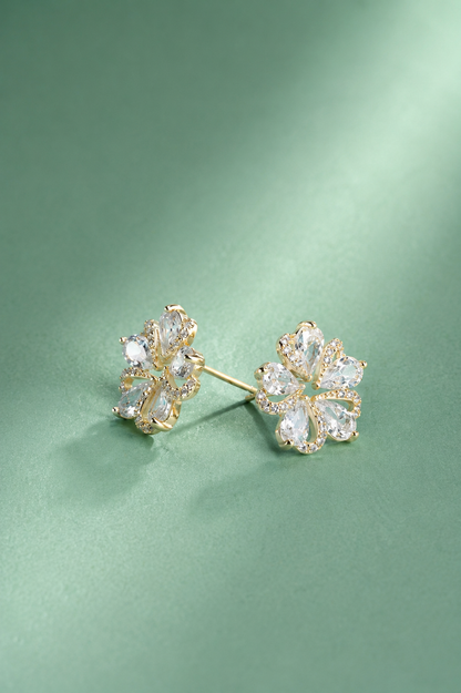 925 Sterling Silver Floral Cluster Stud Earrings