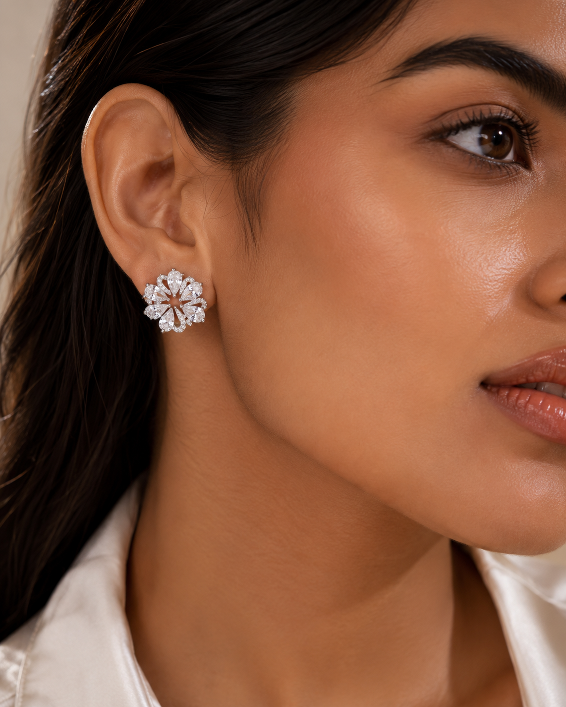 925 Sterling Silver Floral Cluster Stud Earrings