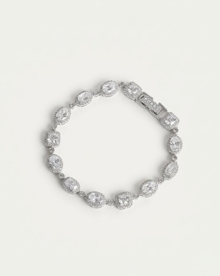 925 Sterling Silver Halo Link Bracelet