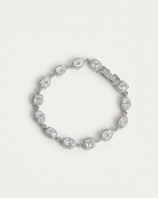 925 Sterling Silver Halo Link Bracelet