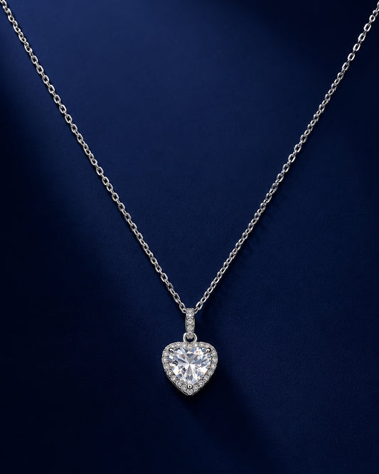 925 Sterling Silver Heart Solitaire Pendant Necklace