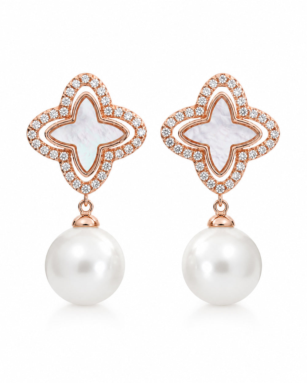 925 Sterling Silver Flutter Pearl Stud Earrings