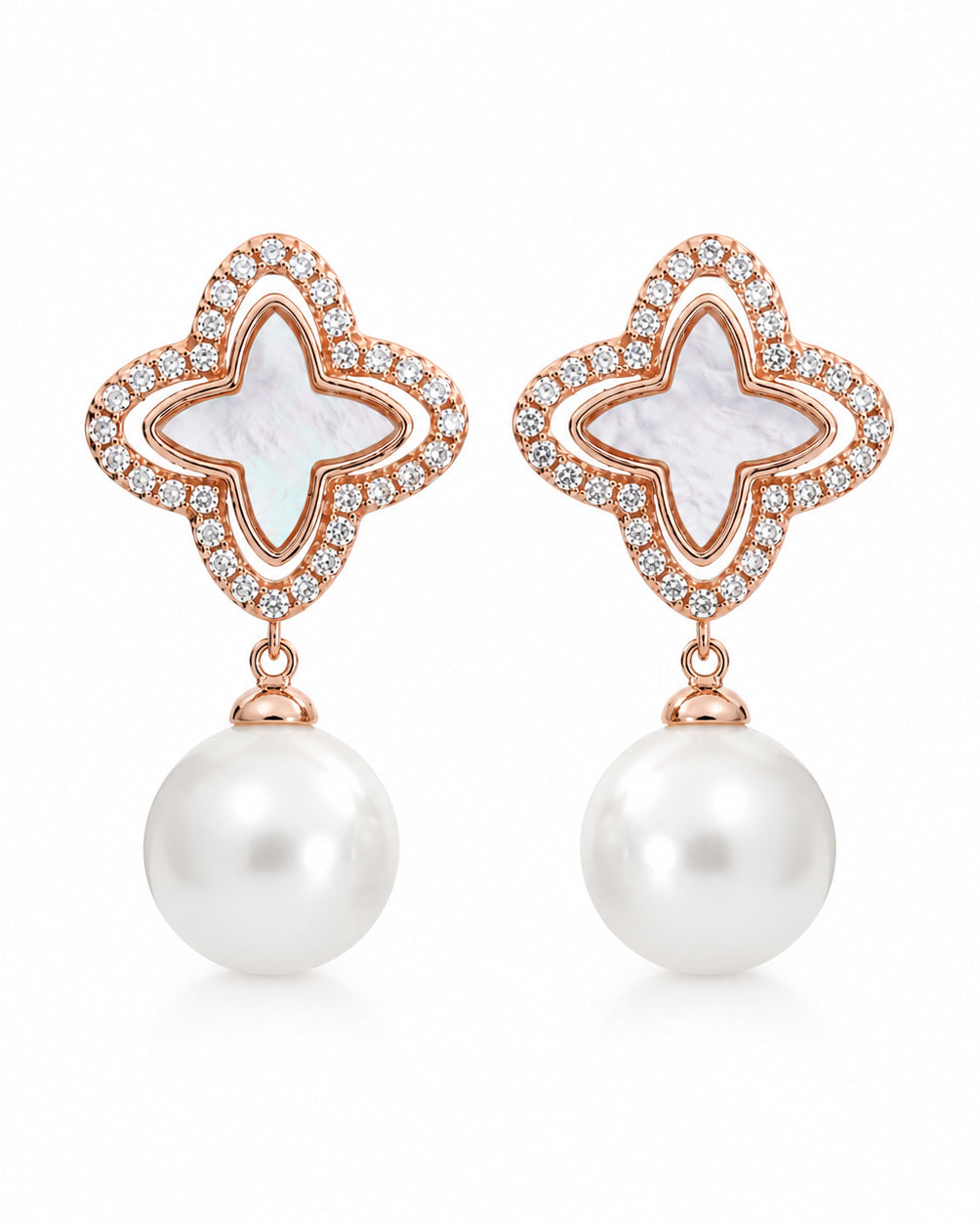 925 Sterling Silver Flutter Pearl Stud Earrings
