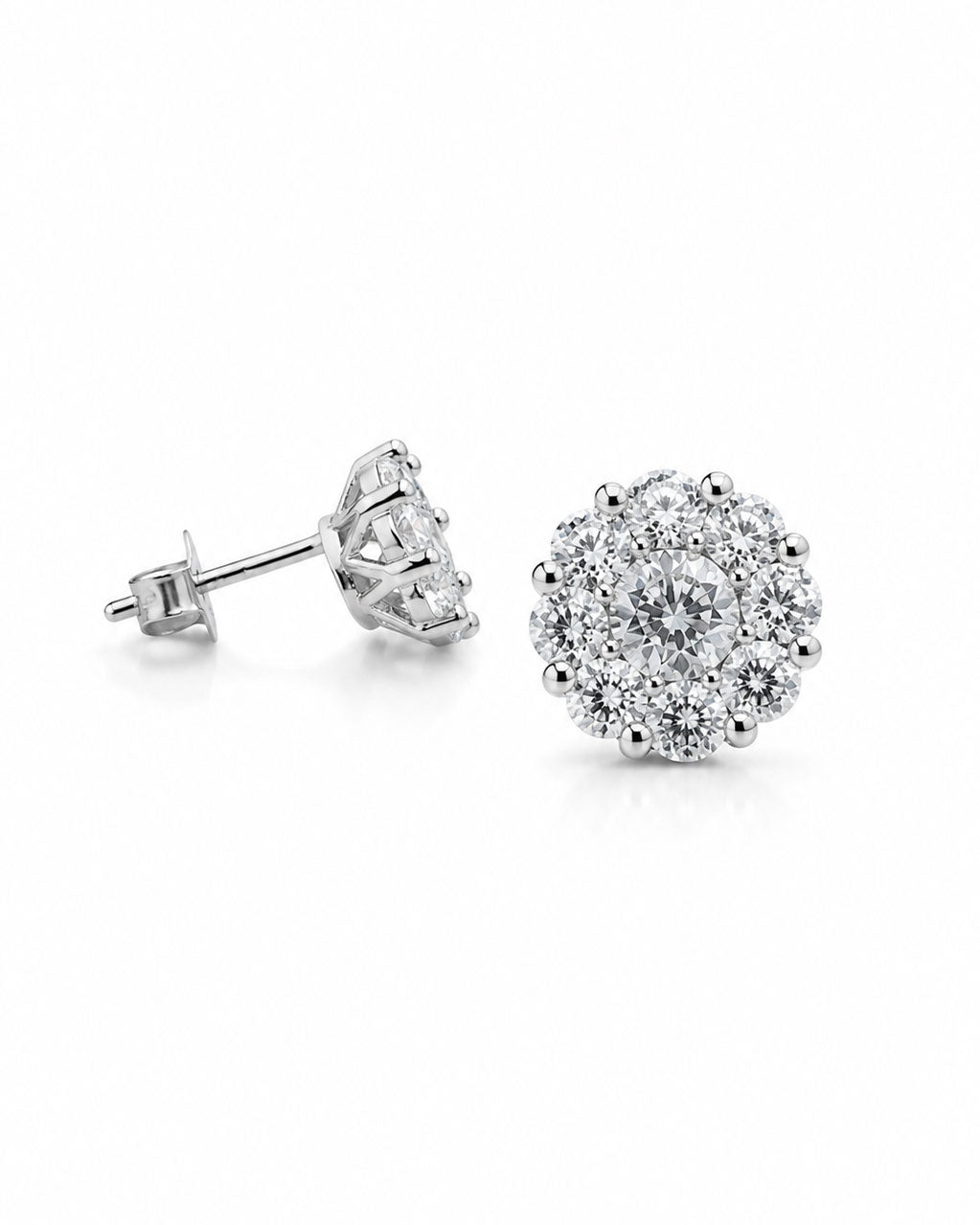 Close-up of the floral cluster design on the PEHRO stud earrings