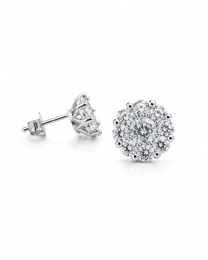 Close-up of the floral cluster design on the PEHRO stud earrings