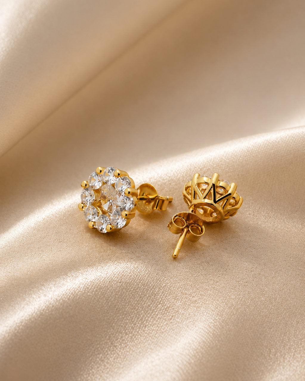 PEHRO 925 Sterling Silver Floral Cluster Stud Earrings