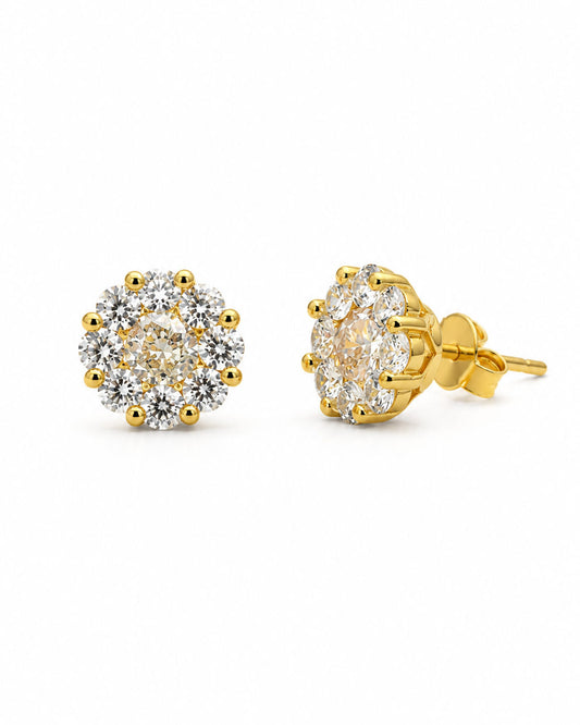 PEHRO 925 Sterling Silver Floral Cluster Stud Earrings