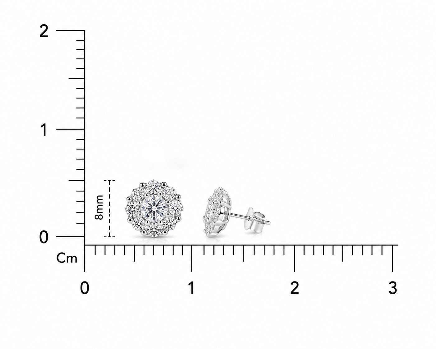 925 Sterling Silver Floral Cluster Stud Earrings