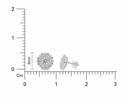 925 Sterling Silver Floral Cluster Stud Earrings