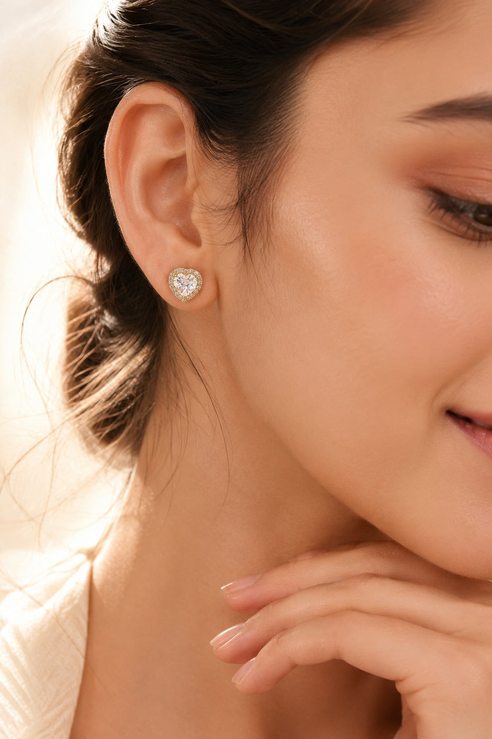 925 Sterling Silver Heart Halo Stud Earrings