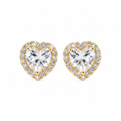 925 Sterling Silver Heart Halo Stud Earrings
