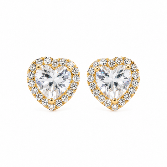 925 Sterling Silver Heart Halo Stud Earrings