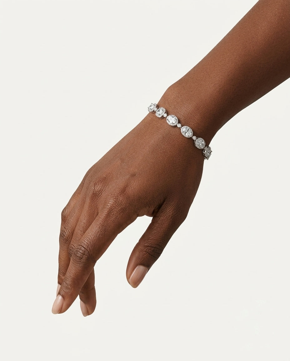 925 Sterling Silver Halo Link Bracelet