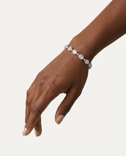 925 Sterling Silver Halo Link Bracelet