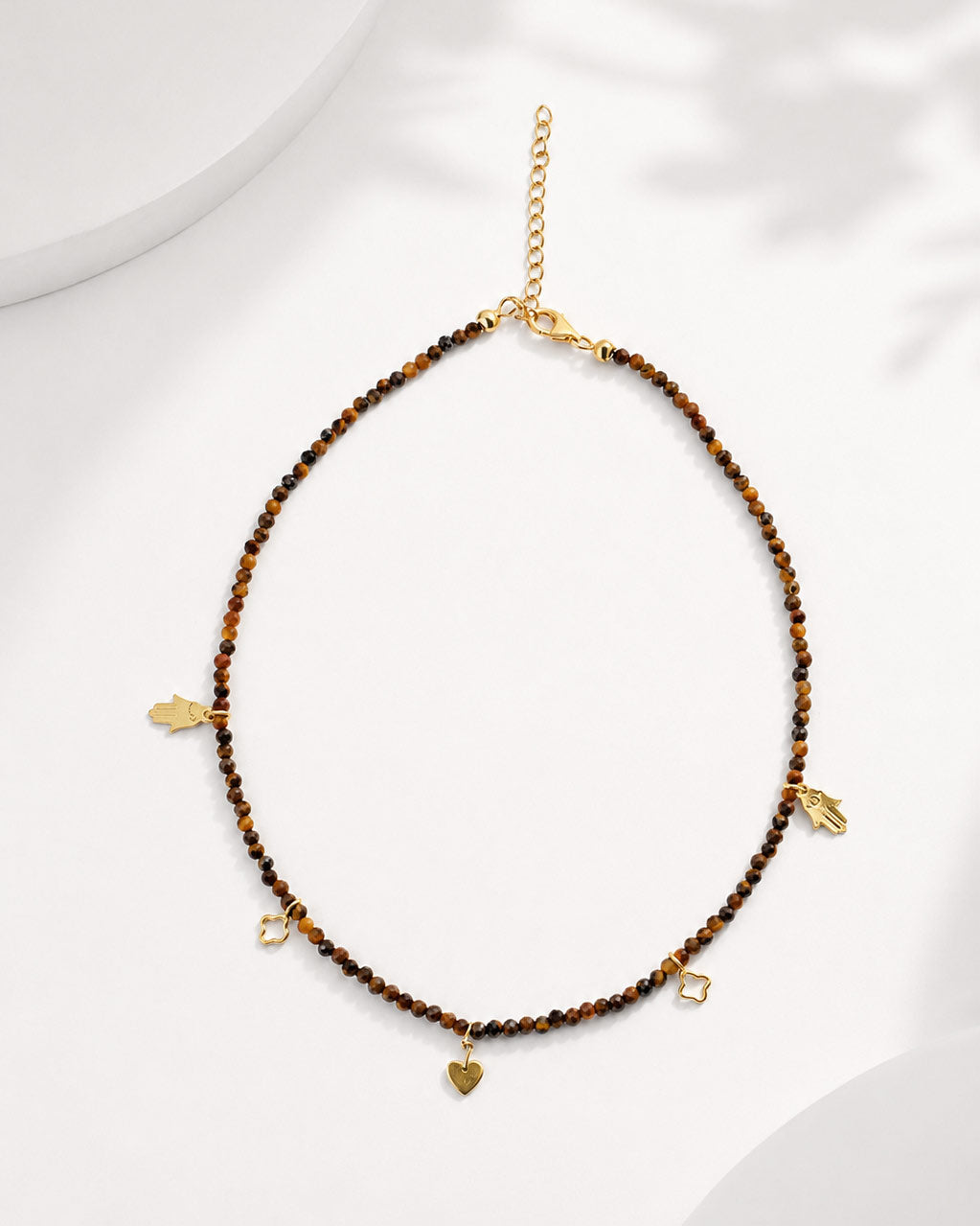925 Sterling Silver Tiger Eye Charm Choker