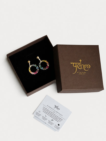 925 Sterling Silver Multicolor Circle Drop Earrings
