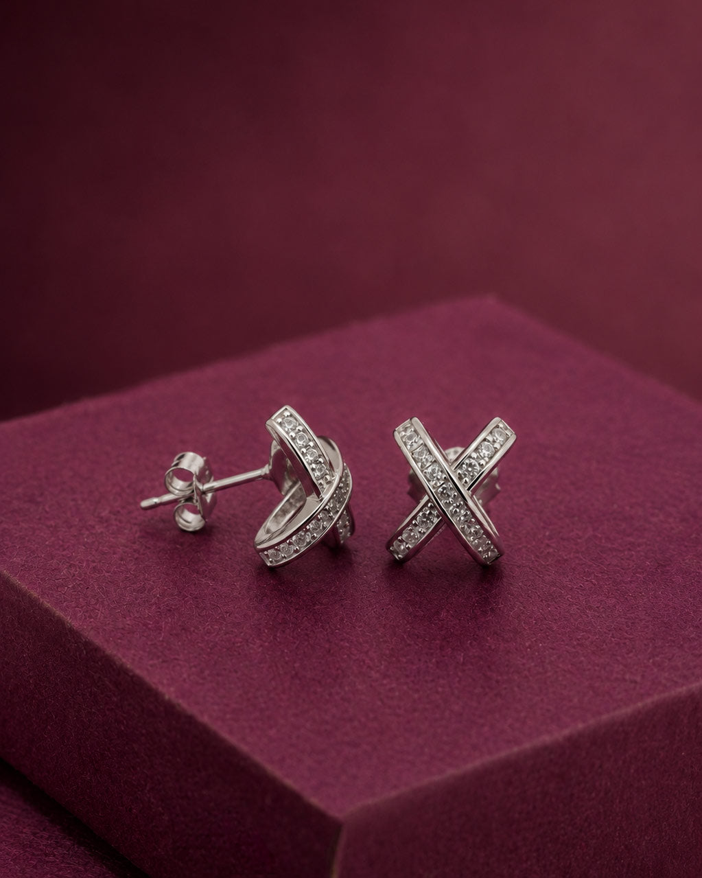 PEHRO 925 Sterling Silver Crossover Stud Earrings