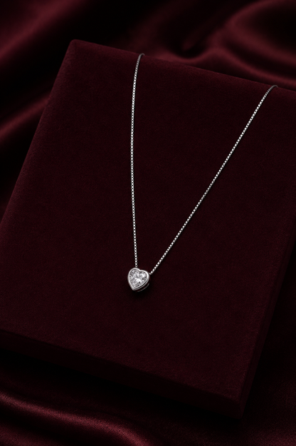 925 Sterling Silver Amour Heart Pendant Necklace
