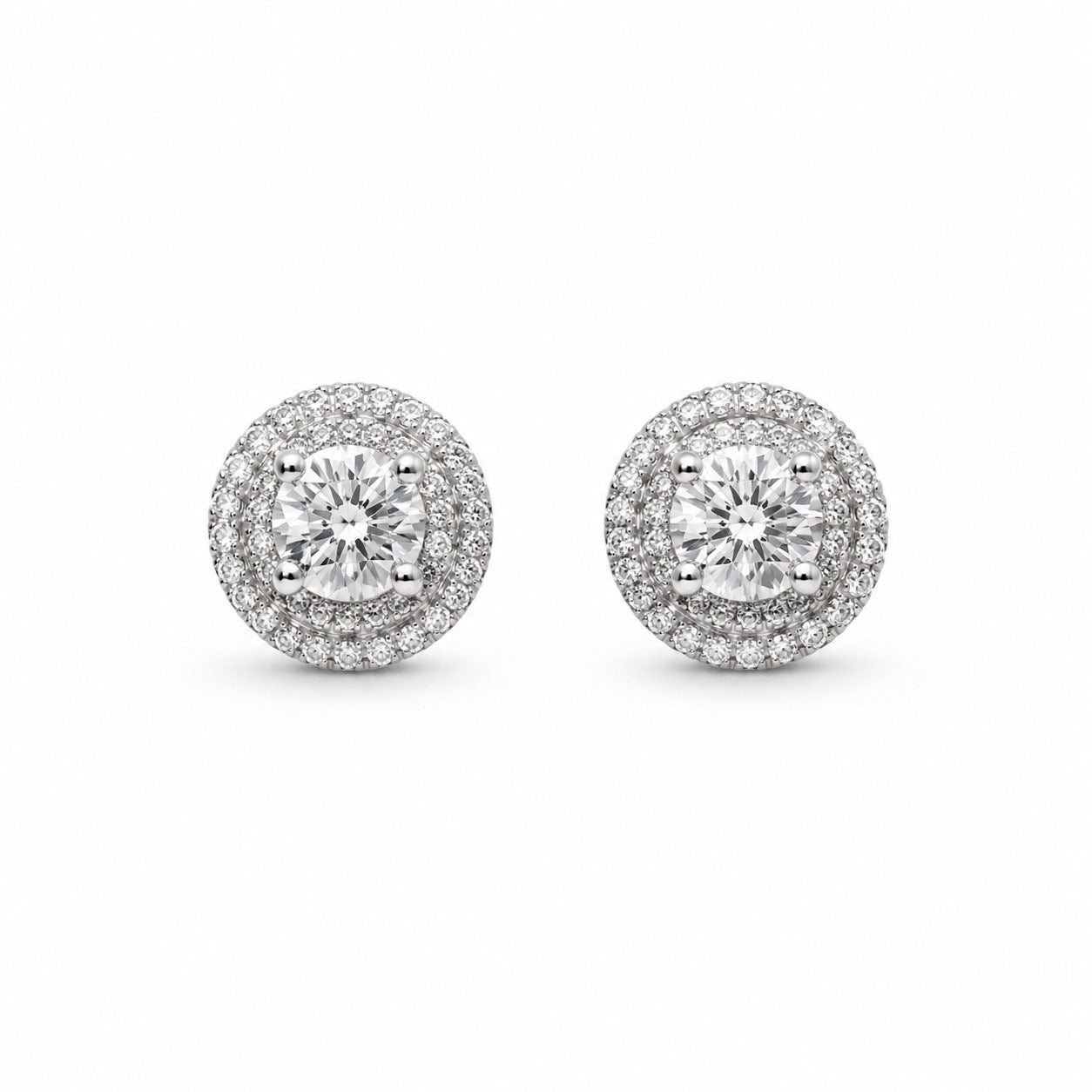 925 Sterling Silver Halo Stud Earrings