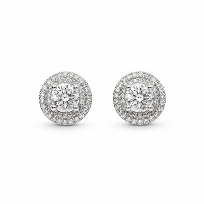 925 Sterling Silver Halo Stud Earrings