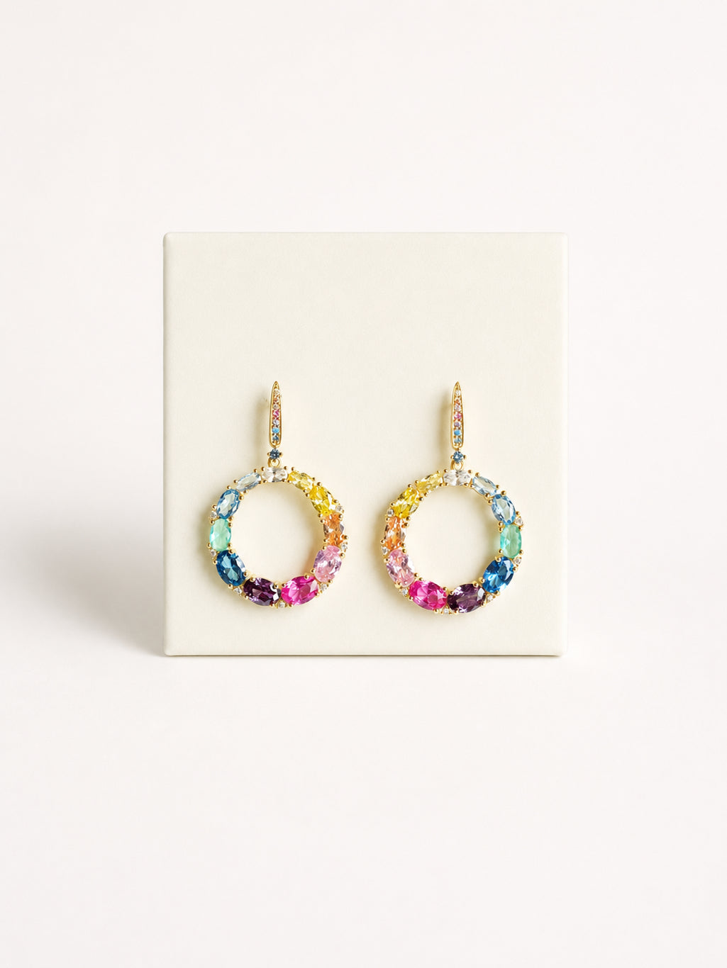 Pehro 925 Sterling Silver Multicolor Circle Drop Earrings on editorial background 