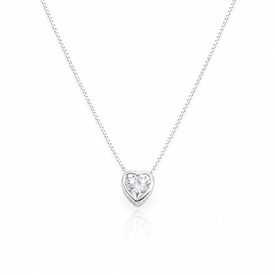 925 Sterling Silver Amour Heart Pendant Necklace