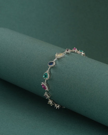 925 Sterling Silver Multishape Halo Bracelet