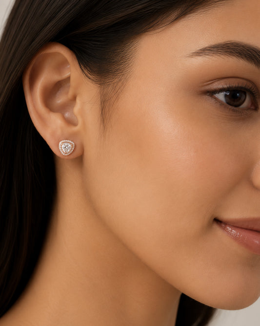 925 Sterling Silver Aurora Halo Stud Earrings