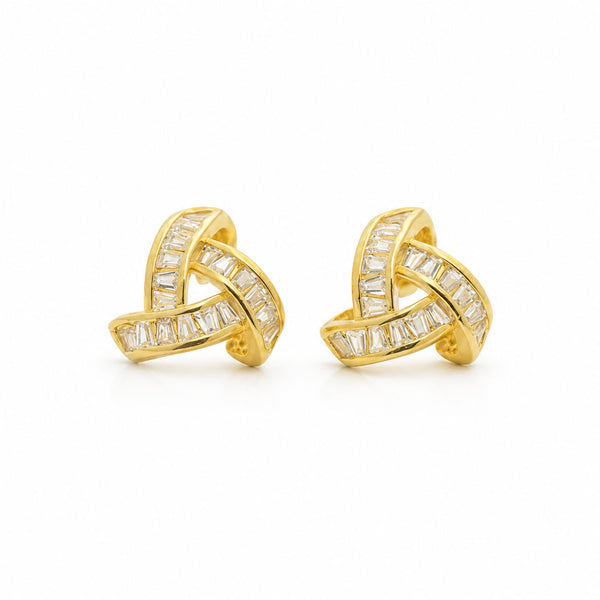 925 Sterling Silver Baguette Crossover Stud Earrings