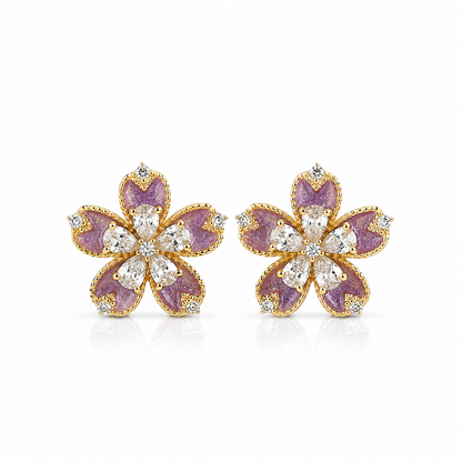 925 Sterling Silver Lavender Bloom Stud Earrings