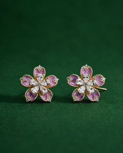 925 Sterling Silver Lavender Bloom Stud Earrings
