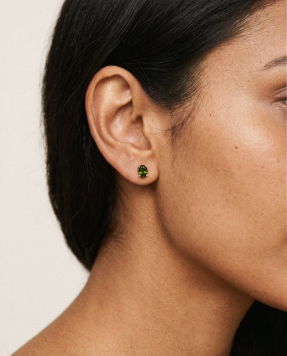 Aranya 925 Sterling Silver Natural Brazilian Tourmaline Stud Earrings