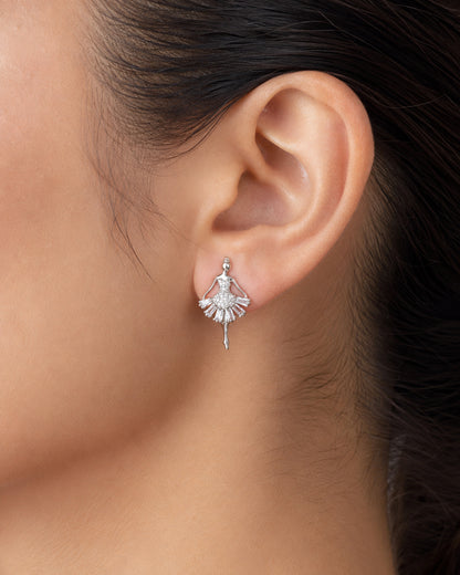 925 Sterling Silver Etoile Ballerina Stud Earrings