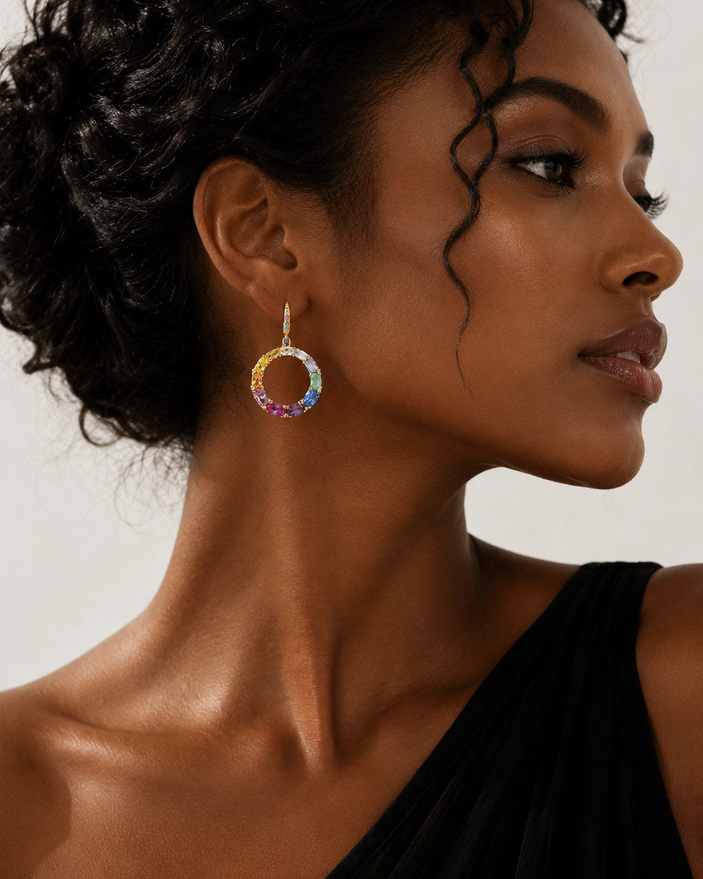 925 Sterling Silver Multicolor Circle Drop Earrings