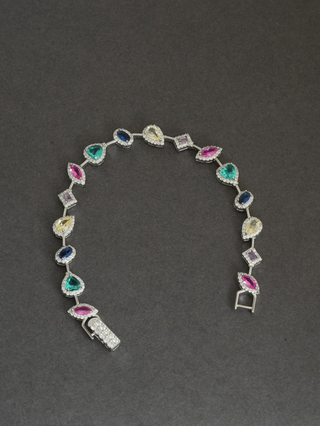 925 Sterling Silver Multishape Halo Bracelet