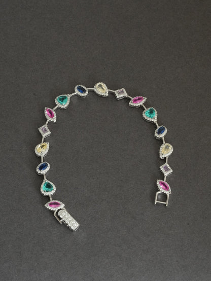 925 Sterling Silver Multishape Halo Bracelet