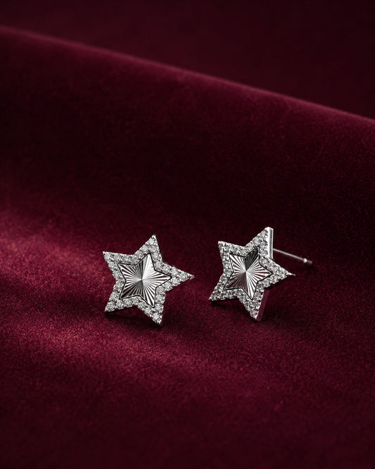 925 Sterling Silver Celestial Star Stud Earrings