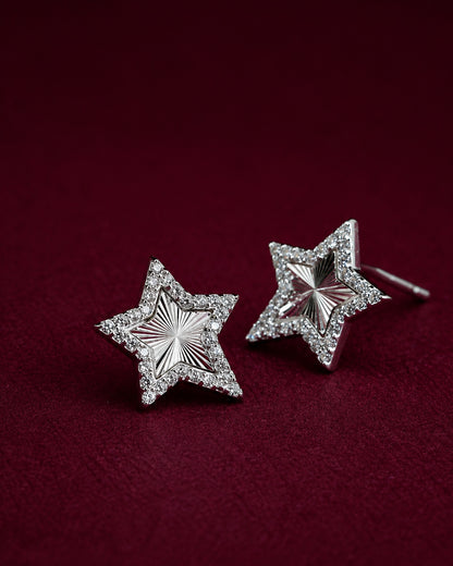 925 Sterling Silver Celestial Star Stud Earrings