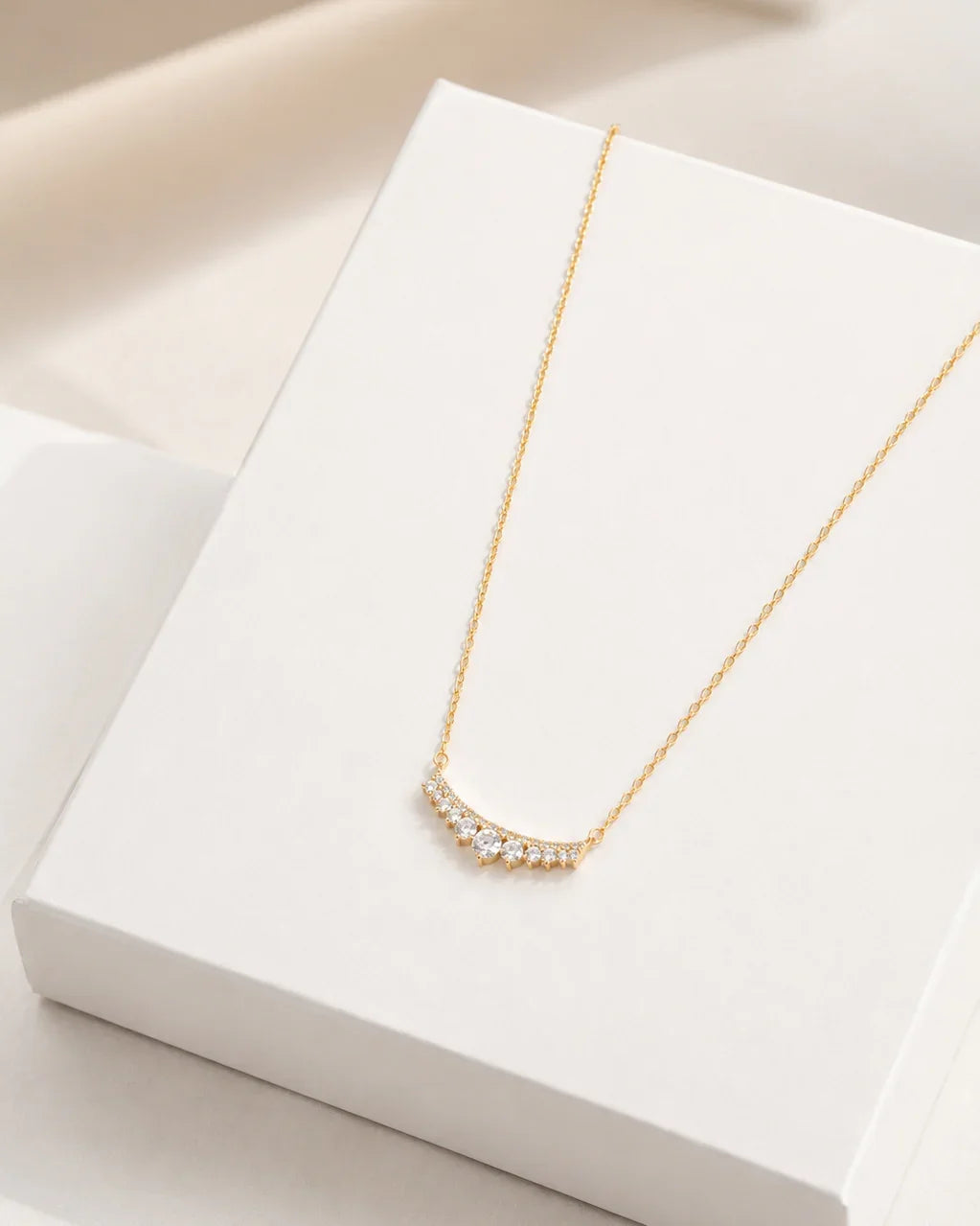 925 Sterling Silver Celeste Arc Pendant Necklace with gold-tone finish