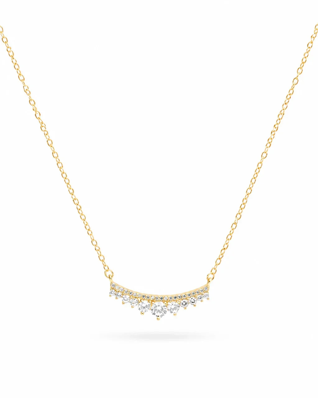 925 Sterling Silver Celeste Arc Pendant Necklace with gold-tone finish and brilliant white stones