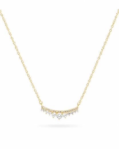925 Sterling Silver Celeste Arc Pendant Necklace with gold-tone finish and brilliant white stones