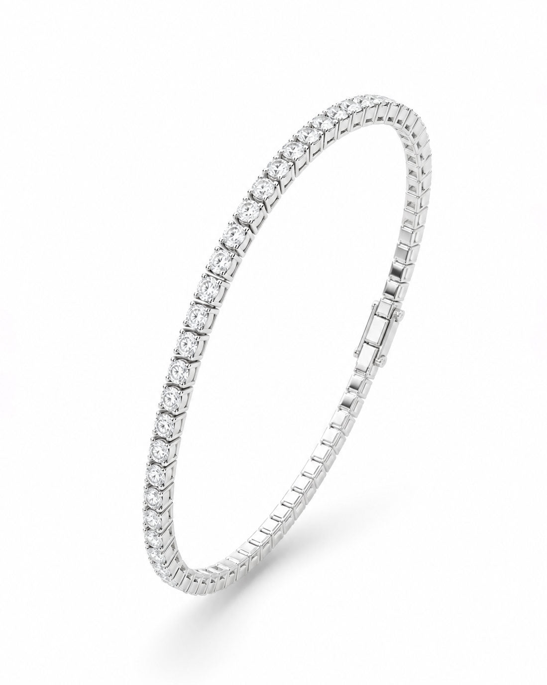 PEHRO 925 Sterling Silver Celeste Stretch Tennis Bracelet with brilliant round diamond-like stones