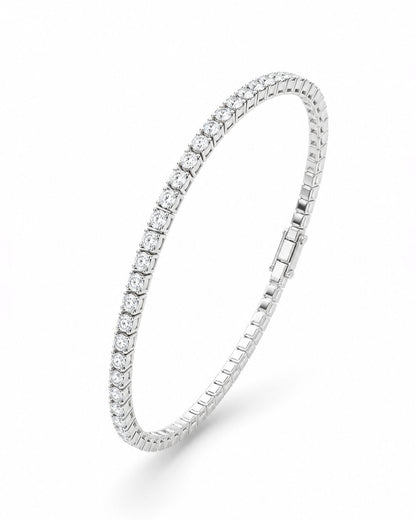 PEHRO 925 Sterling Silver Celeste Stretch Tennis Bracelet with brilliant round diamond-like stones