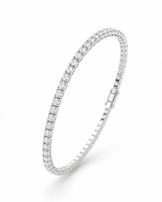PEHRO 925 Sterling Silver Celeste Stretch Tennis Bracelet with brilliant round diamond-like stones