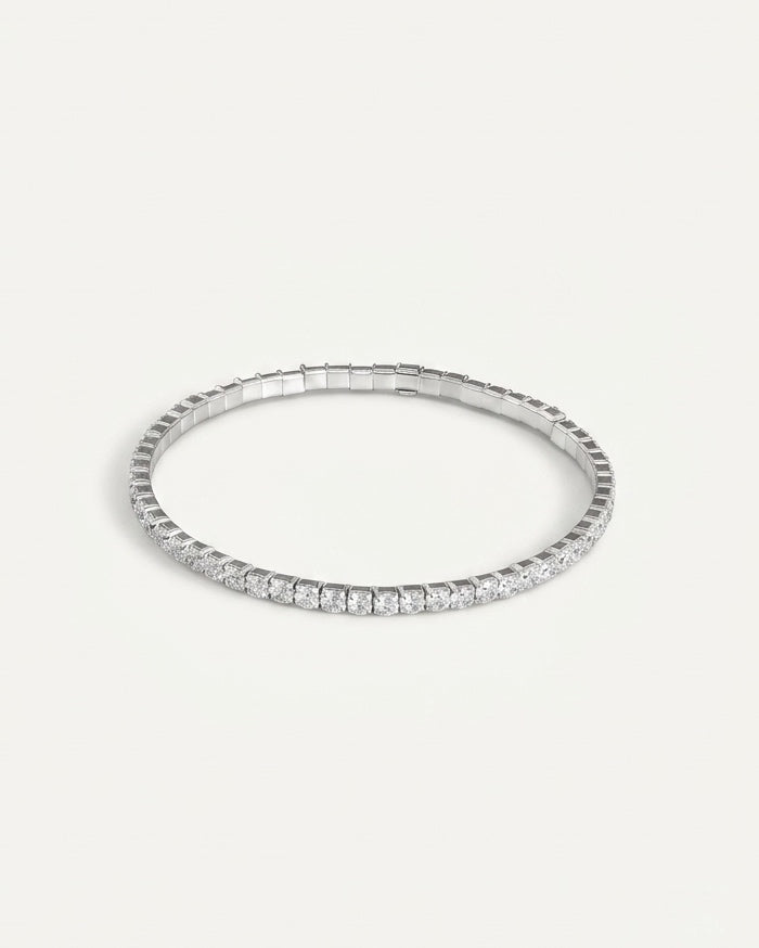 PEHRO 925 Sterling Silver Celeste Stretch Tennis Bracelet with brilliant round diamond-like stones