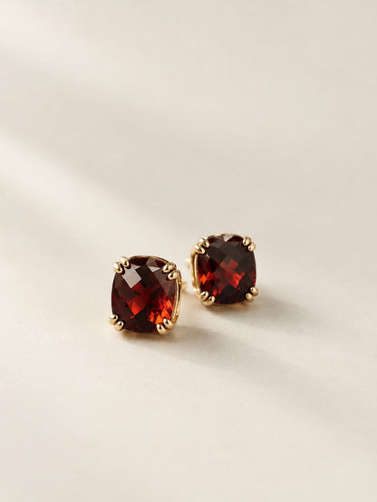 Angara 925 Sterling Silver Natural Garnet Stud Earrings