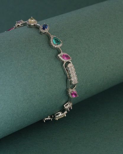 925 Sterling Silver Multishape Halo Bracelet