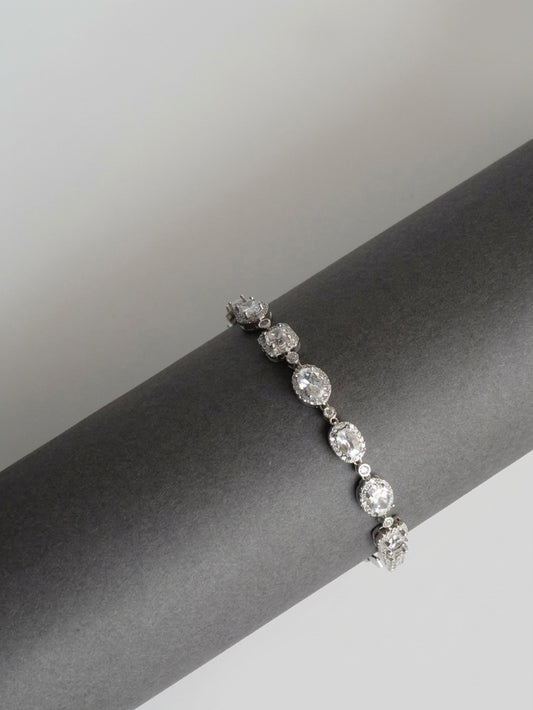 925 Sterling Silver Halo Link Bracelet