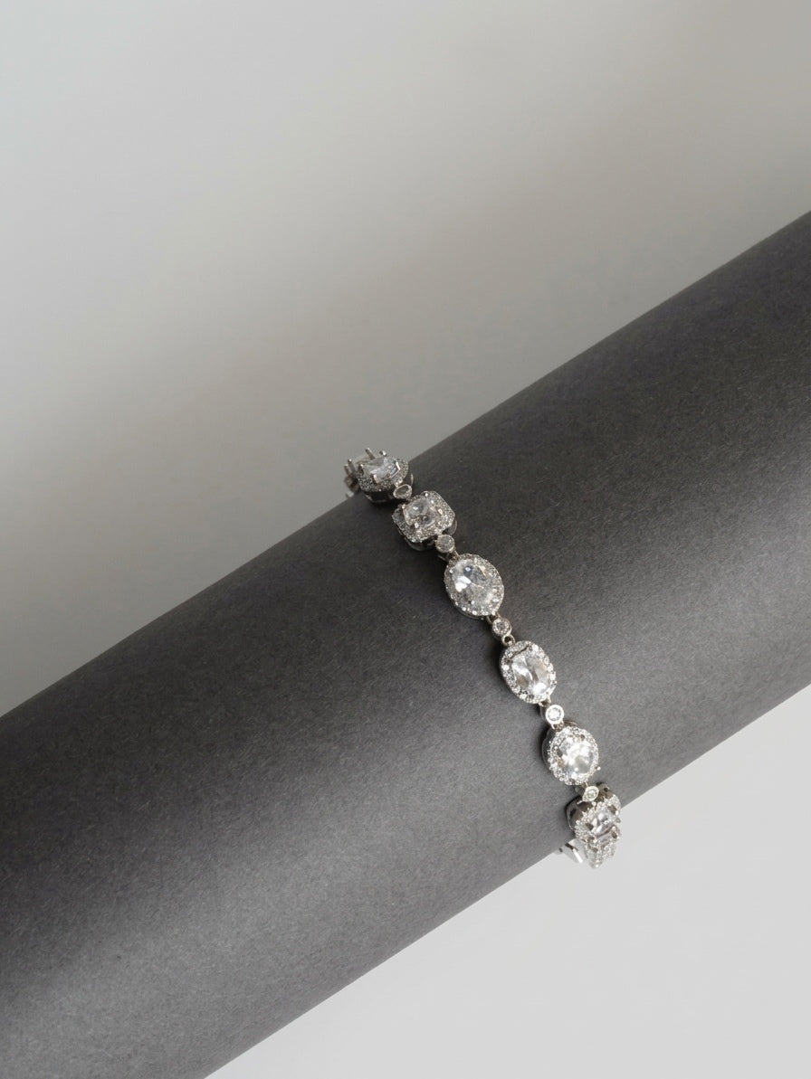 925 Sterling Silver Halo Link Bracelet
