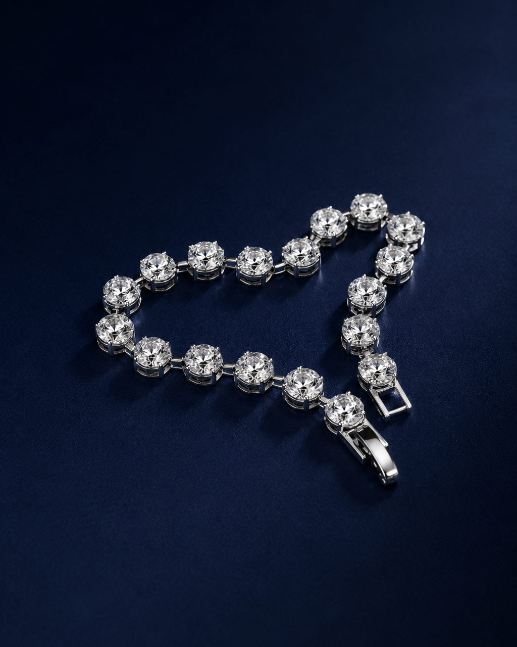 Close-up of the brilliant round stones on the PEHRO Celeste Tennis Bracelet